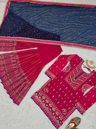 Pink Elegant Faux Georgette Sharara Set with Dupatta ClothsVilla