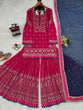 Load image into Gallery viewer, Pink Elegant Faux Georgette Sharara Set with Dupatta ClothsVilla