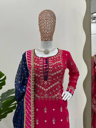 Pink Elegant Faux Georgette Sharara Set with Dupatta ClothsVilla