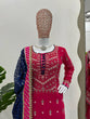 Load image into Gallery viewer, Pink Elegant Faux Georgette Sharara Set with Dupatta ClothsVilla