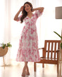 Load image into Gallery viewer, Pink Elegant Floral Print Soft Georgette One-Piece Dress – Fully Stitched &amp; Ready to Wear