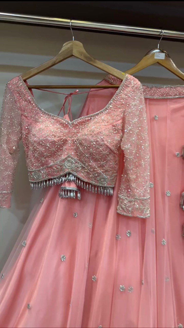 Pink Elegant Fox Georgette Semi-Stitched Lehenga Choli with Sequins & Fancy Dupatta ClothsVilla