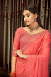 Load image into Gallery viewer, Pink Elegant Georgette Embroidered Saree with Sequins Work – Unstitched Blouse Included ClothsVilla