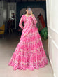 Load image into Gallery viewer, Pink Elegant Georgette Lehenga Set with Printed Design &amp; Lace Touch-Up