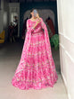 Load image into Gallery viewer, Pink Elegant Georgette Lehenga Set with Printed Design &amp; Lace Touch-Up