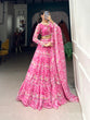 Load image into Gallery viewer, Pink Elegant Georgette Lehenga Set with Printed Design &amp; Lace Touch-Up