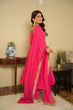 Load image into Gallery viewer, Pink Elegant Georgette Printed Suit Set with Tassel Dupatta – Flowy &amp; Chic Clothsvilla