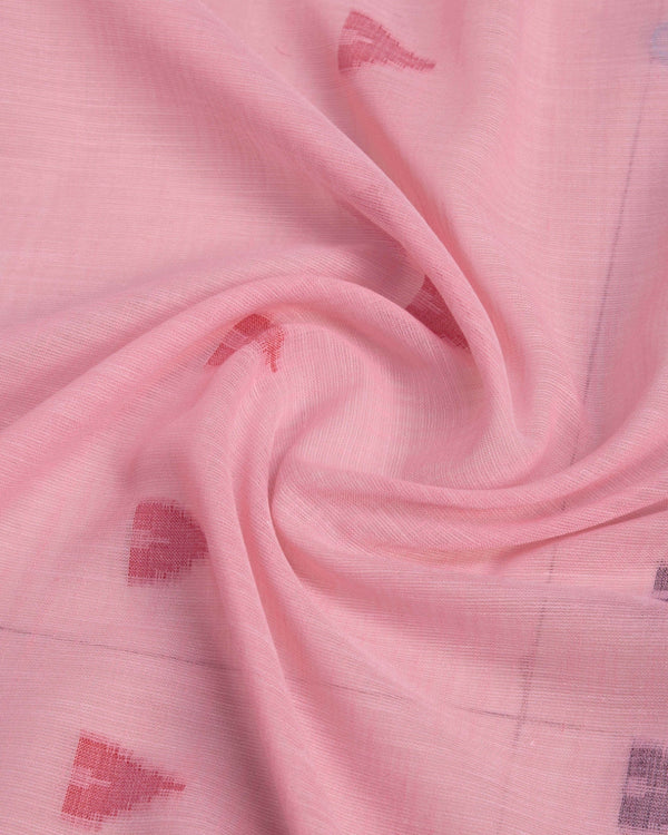 Pink Elegant & Gold-Toned Ikat Woven Saree with Zari Border ClothsVilla