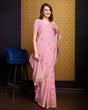 Load image into Gallery viewer, Pink Elegant &amp; Gold-Toned Ikat Woven Saree with Zari Border ClothsVilla