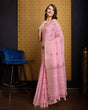 Load image into Gallery viewer, Pink Elegant &amp; Gold-Toned Ikat Woven Saree with Zari Border ClothsVilla