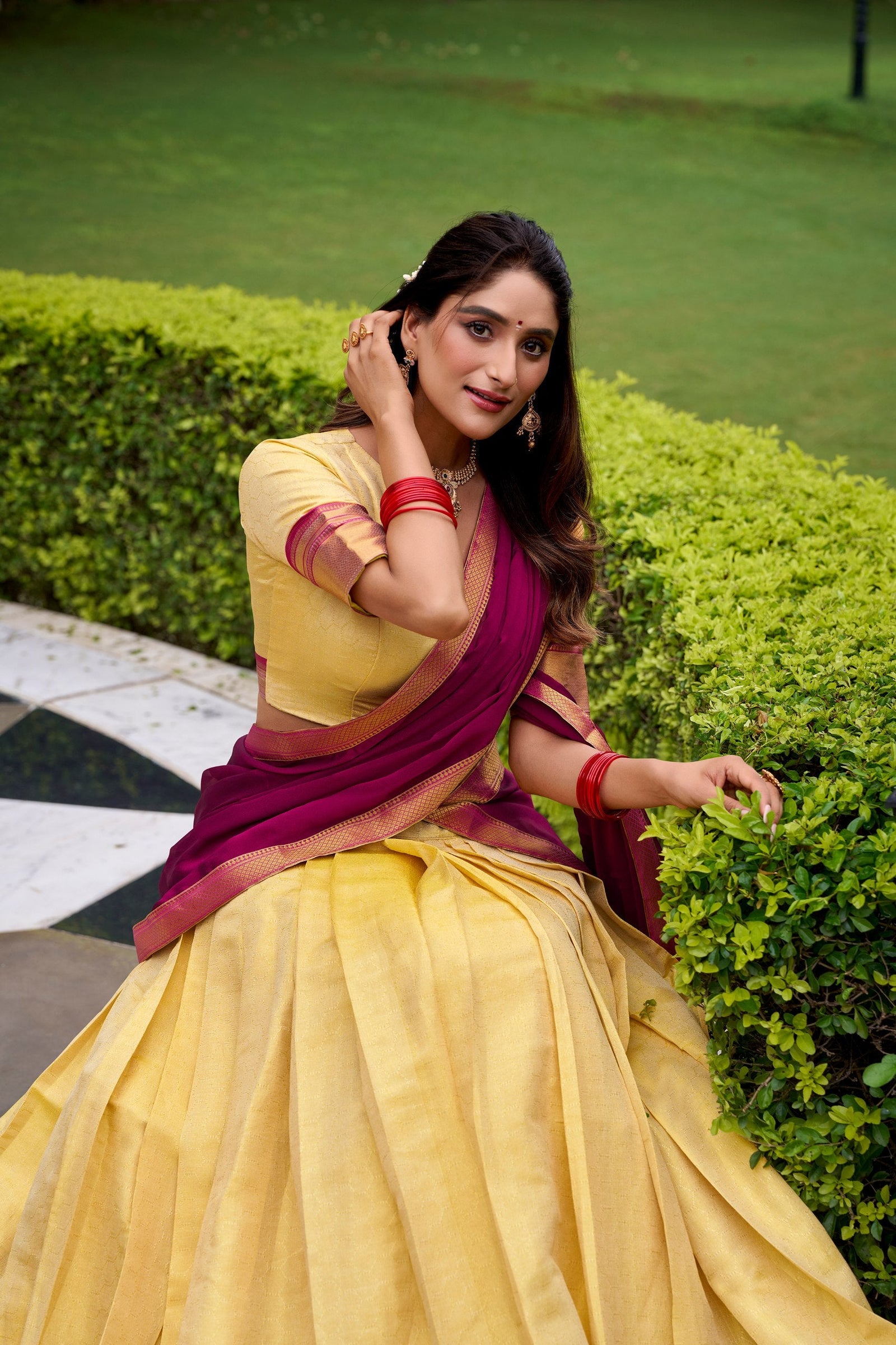 Pink Elegant Kanchipuram Lehenga with Zari Weaving Work – Full-Stitched Lehenga & Blouse with Georgette Zari Dupatta ClothsVilla