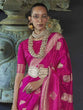Load image into Gallery viewer, Pink Elegant Kanjivaram Silk Blend Saree with Unstitched Blouse Piece ClothsVilla