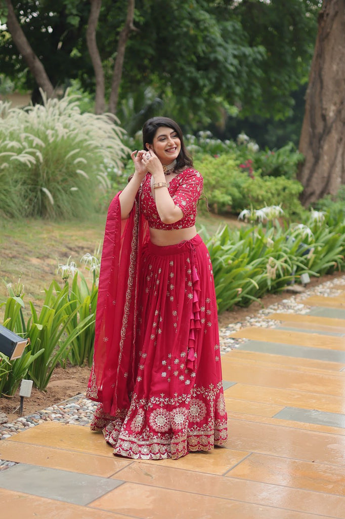 Pink Elegant Lehenga Choli in Rangoli Silk with Sequins Embroidery ClothsVilla