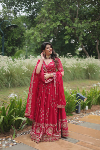 Pink Elegant Lehenga Choli in Rangoli Silk with Sequins Embroidery ClothsVilla