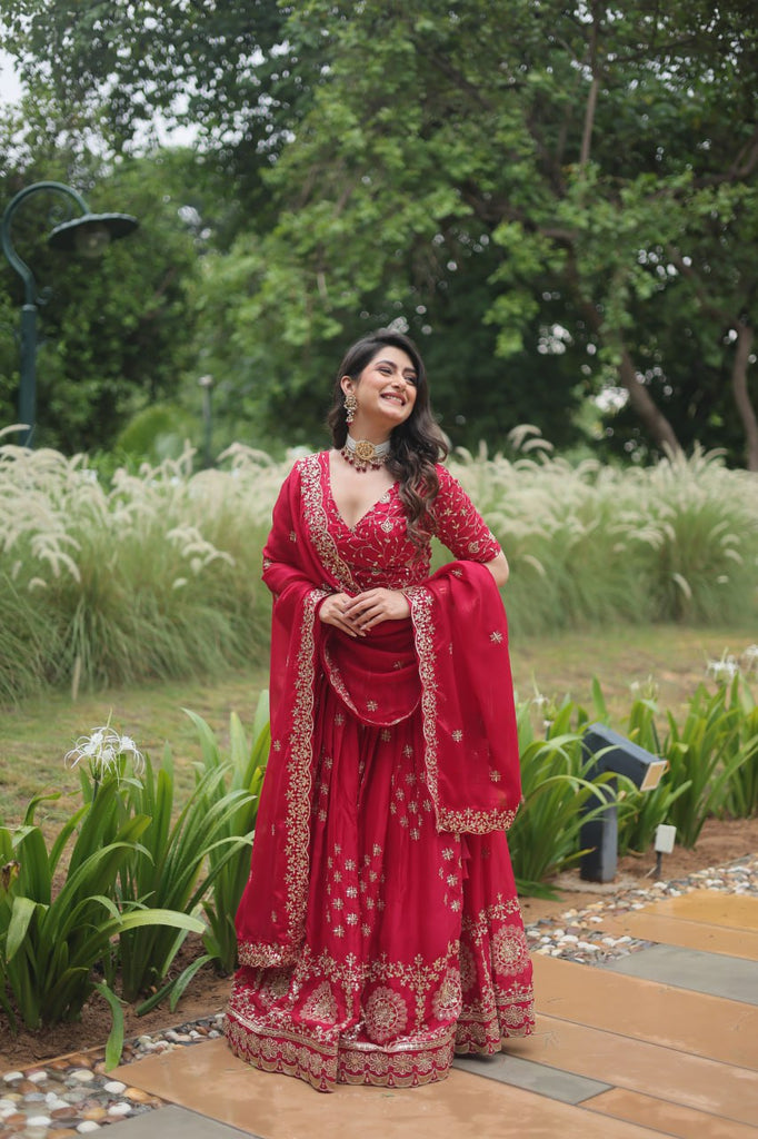 Pink Elegant Lehenga Choli in Rangoli Silk with Sequins Embroidery ClothsVilla