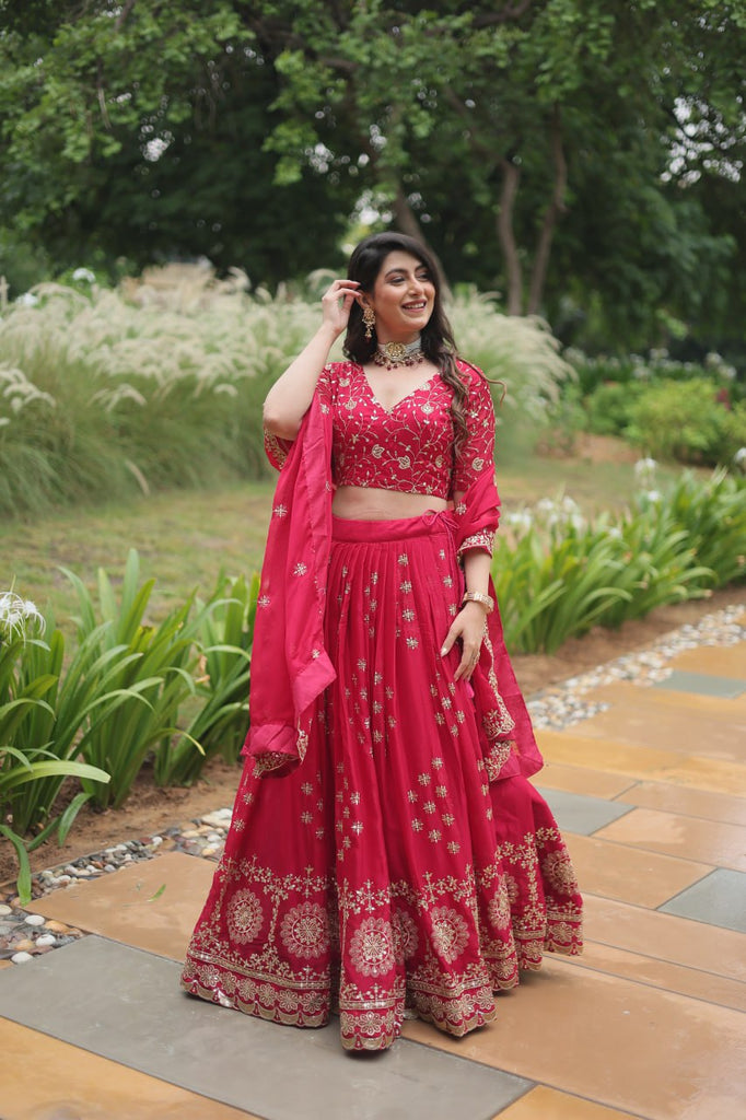 Pink Elegant Lehenga Choli in Rangoli Silk with Sequins Embroidery ClothsVilla