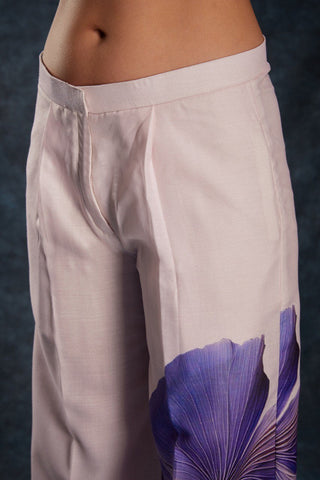 Pink Elegant Light Pink Printed Linen Co-Ord Set Top & Pant ClothsVilla