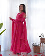 Load image into Gallery viewer, Pink Elegant Lightweight Chiffon Bandhej Anarkali Gown with Dupatta &amp; Pants - Fully Stitched Ready-to-Wear