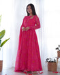 Load image into Gallery viewer, Pink Elegant Lightweight Chiffon Bandhej Anarkali Gown with Dupatta &amp; Pants - Fully Stitched Ready-to-Wear