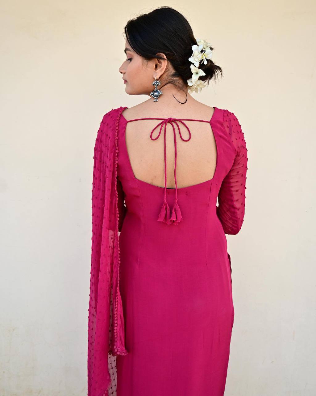 Pink Elegant Magenta Kurta & Palazzo Set with Dupatta – Premium Cotton Silk
