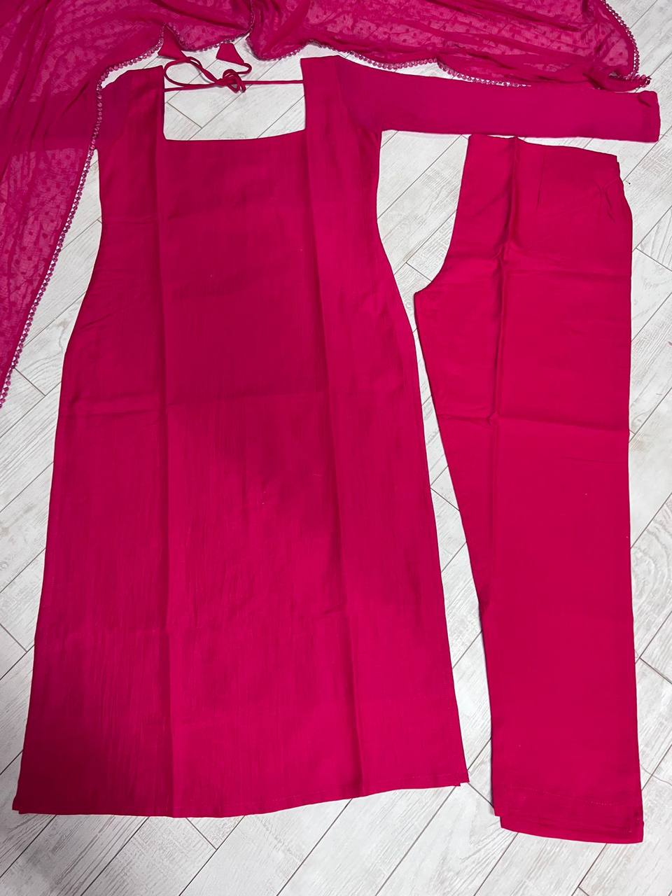 Pink Elegant Magenta Kurta & Palazzo Set with Dupatta – Premium Cotton Silk