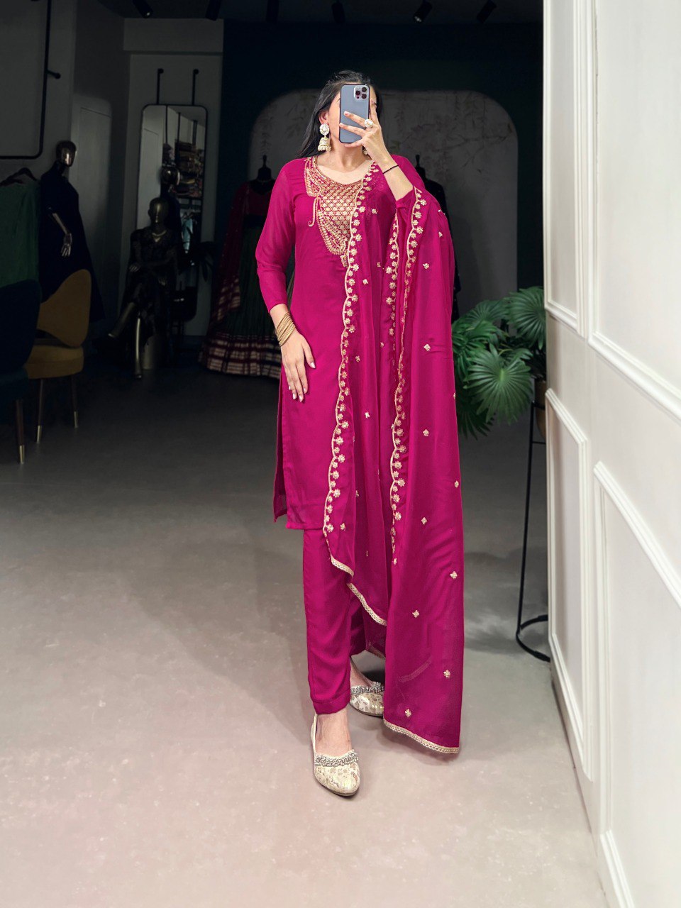 pink-elegant-organza-embroidered-suit-set-with-dupatta-sequins-thread-work-stitched-top-and-bottom Clothsvilla Main image