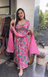 Load image into Gallery viewer, Pink Elegant Padded Naira Cut Chinon Silk Printed Dress with Dupatta – Perfect for Festive and Party Wear Clothsvilla