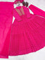 Pink Elegant Party Wear Gown Set with Three-Layered Ruffles, Dupatta & Bottom ClothsVilla