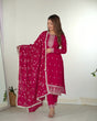 Load image into Gallery viewer, Pink Elegant Pure Blooming Vichitra Silk Kurta with Dupatta Set &amp; Trousers – Ready to Wear