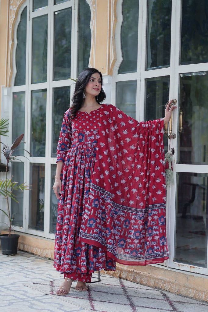 Pink Elegant Pure Cotton Ethnic Suit Set – Comfort & Style Combined ClothsVilla