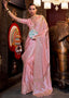 Pink Elegant Pure Satin Handloom Saree with Unstitched Blouse Piece Clothsvilla