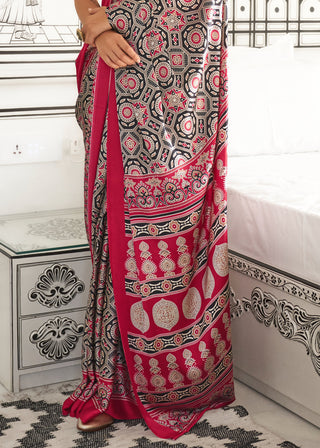 Pink Elegant Satin Crepe Saree – Luxurious & Graceful Drape ClothsVilla