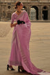 Load image into Gallery viewer, Pink Elegant Satin Silk Blend Saree with Matching Blended Silk Blouse Piece ClothsVilla