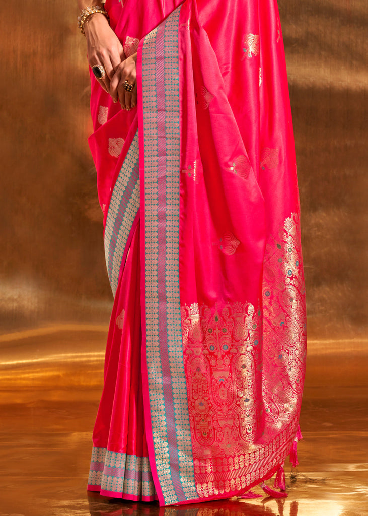 Pink Elegant Satin Silk Saree – Luxurious Drape for Every Occasion ClothsVilla