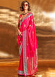 Load image into Gallery viewer, Pink Elegant Satin Silk Saree – Luxurious Drape for Every Occasion ClothsVilla