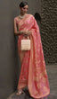 Load image into Gallery viewer, Pink Elegant Silk Blend Banarasi Saree with Unstitched Blouse Piece ClothsVilla