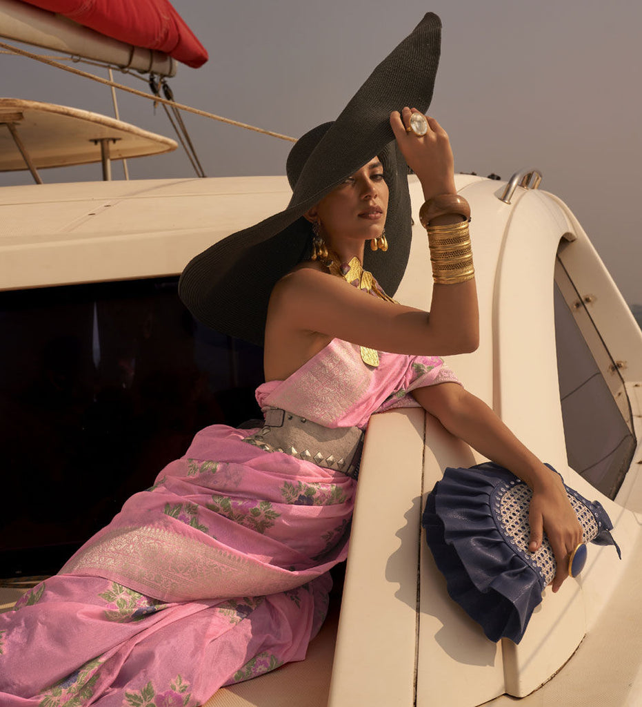 Pink Elegant Silk Blend Mysore Saree with Tassel Detailing ClothsVilla