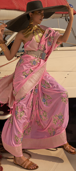 Pink Elegant Silk Blend Mysore Saree with Tassel Detailing ClothsVilla