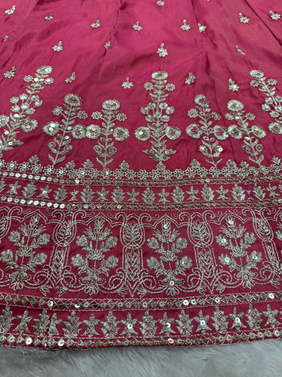 Pink Elegant Simmer Silk Lehenga Set with Dupatta