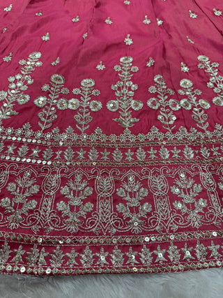 Pink Elegant Simmer Silk Lehenga Set with Dupatta