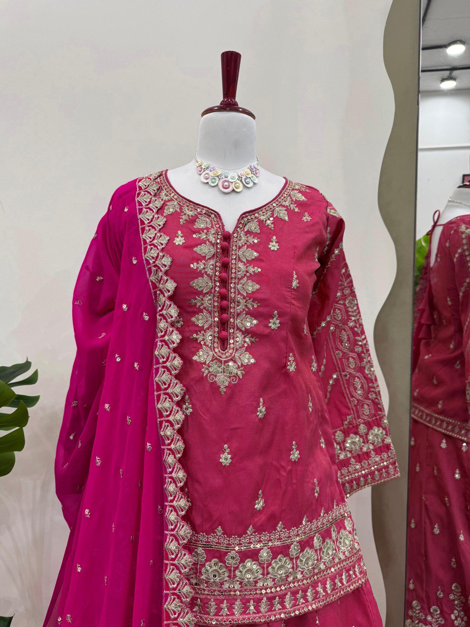 Pink Elegant Simmer Silk Lehenga Set with Dupatta