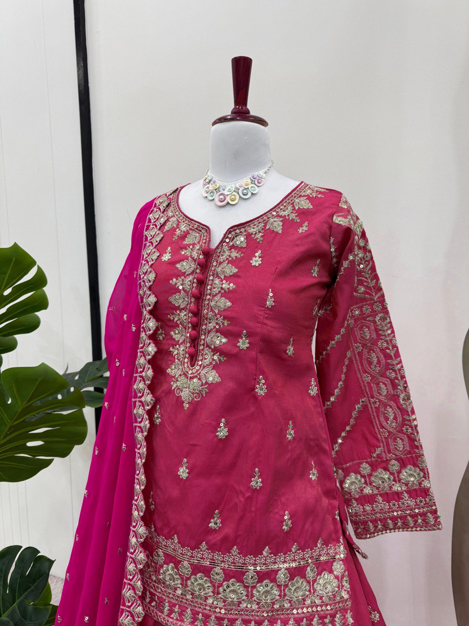 Pink Elegant Simmer Silk Lehenga Set with Dupatta