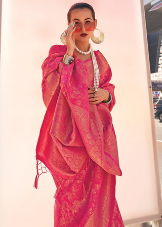 Pink Elegant Soft Banarasi Blended Silk Saree ClothsVilla