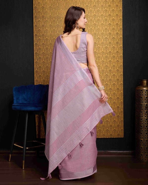 Pink Elegant Solid Saree with Zari Border – Timeless Grace ClothsVilla