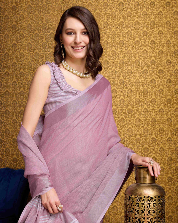 Pink Elegant Solid Saree with Zari Border – Timeless Grace ClothsVilla