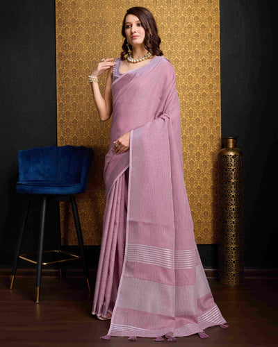 Pink Elegant Solid Saree with Zari Border – Timeless Grace ClothsVilla