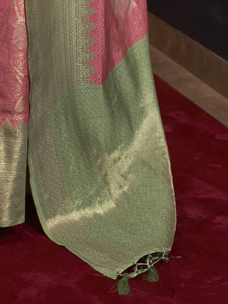 Pink Elegant Tanchoi Woven Banarasi Silk Blend Saree with Blouse Piece ClothsVilla