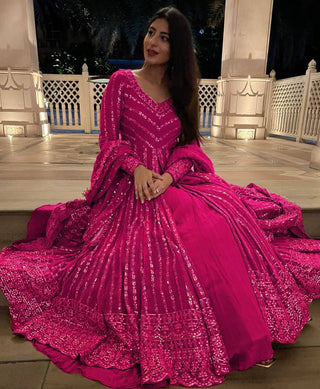 Pink Elegant Thread & Sequin Work Lehenga Choli Set ClothsVilla