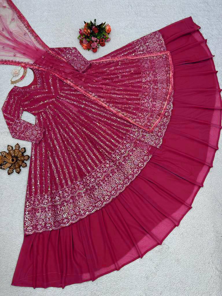 Pink Elegant Thread & Sequin Work Lehenga Choli Set ClothsVilla