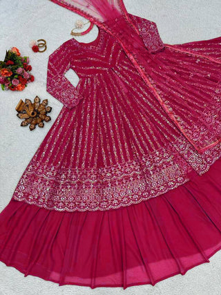 Pink Elegant Thread & Sequin Work Lehenga Choli Set ClothsVilla